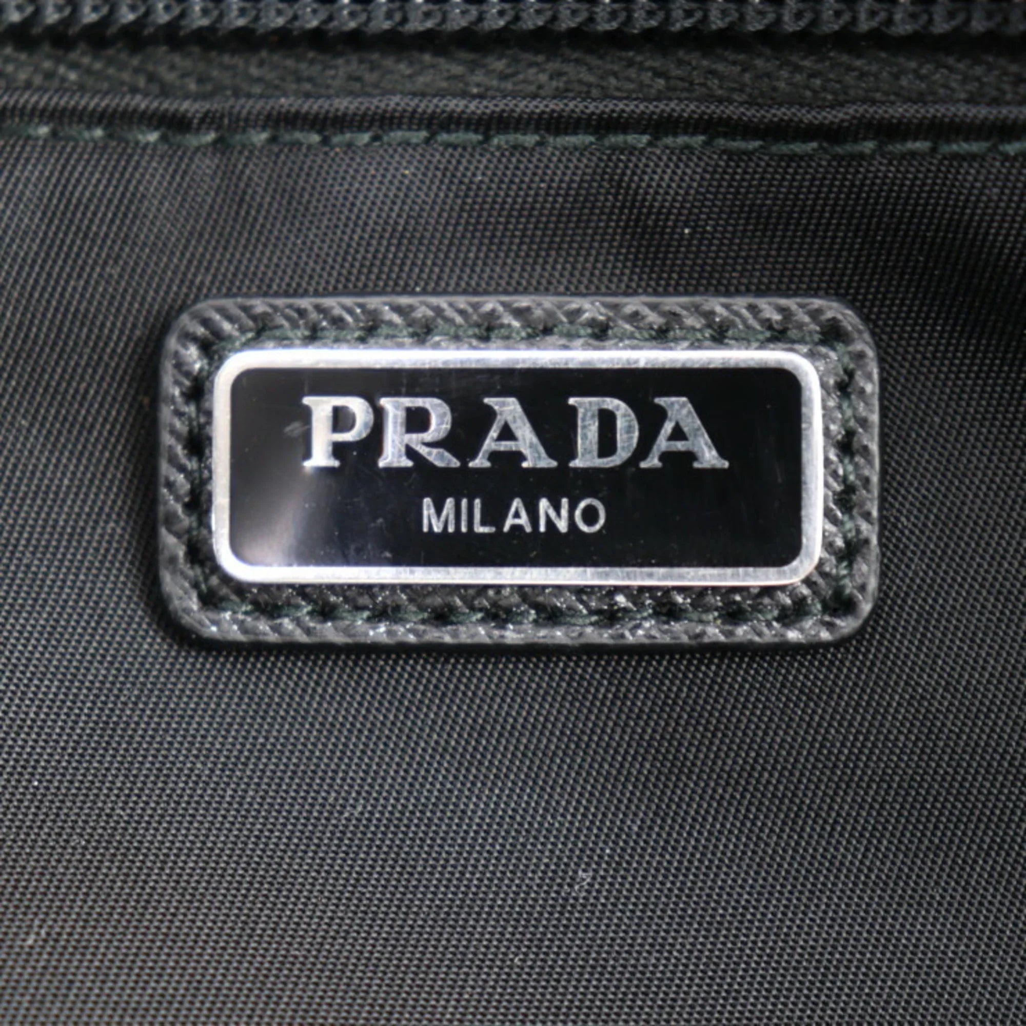 Pre-Owned  Prada second bag 2NA819 nylon leather black silver hardware clutch handbag triangle logo (Good)