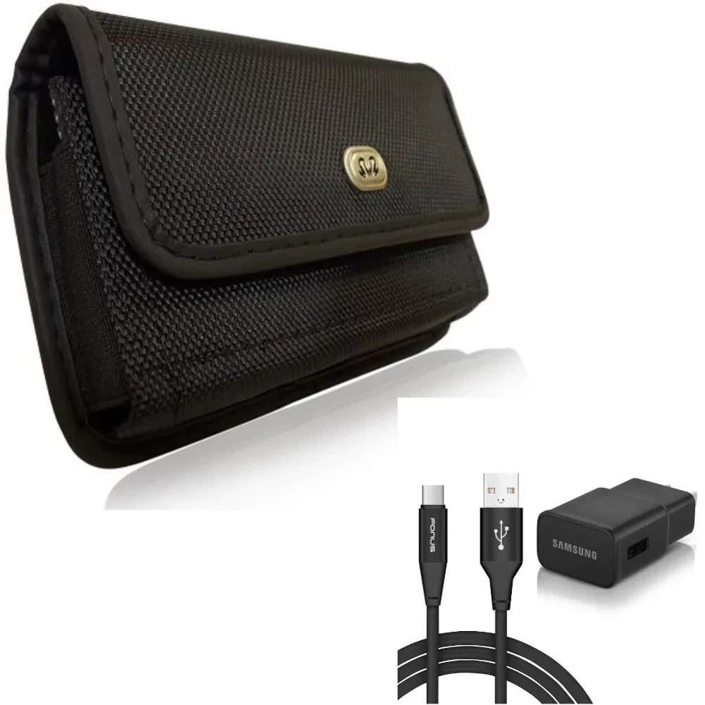 Holster Rugged Case Belt Clip w 6ft  Cable Type- Fast Home Charger for  Axon 10 Pro