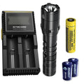 Combo: Nitecore   Tactical  Flashlight -  -  - 1100 Lumens w/ Battery,  Charger +2x Free Eco-Sensa  Batteries