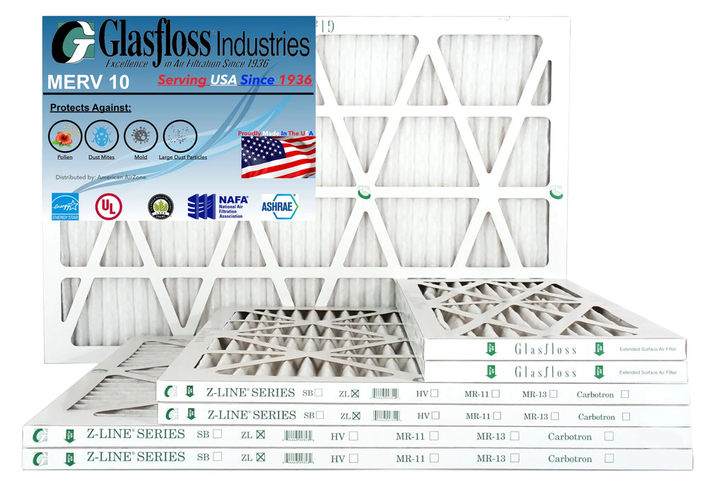 Glasfloss Air Filter 18x36x2 - 2"  10 - (Pack of 12) - Pleated  or  Air Filter - Furnace Air Filter - Home or Office - Made In The .