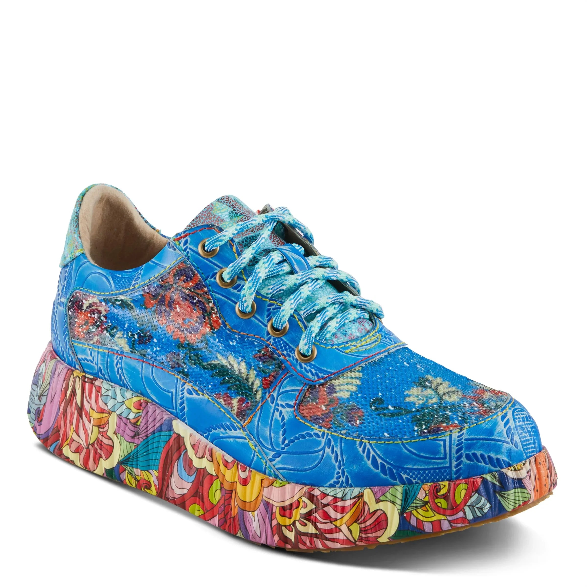 Spring Step 'Artiste Women's  Multicolored Fashion Sneakers | Unique Energetic Patterns Blue Multi  42 /  10.5-11