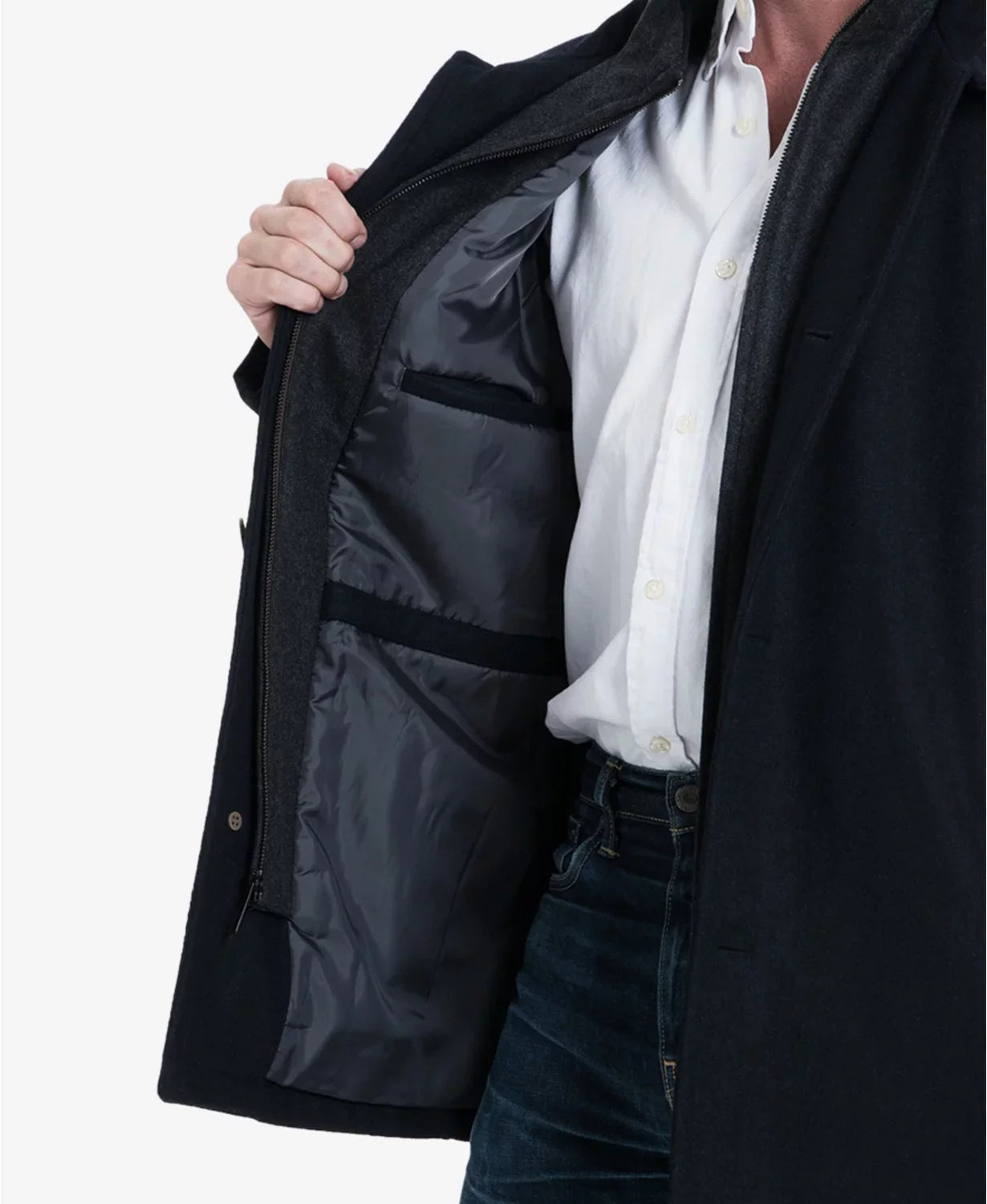 London Fog Men's Wool Blend Button Front Car Coat, Charcoal, Medium