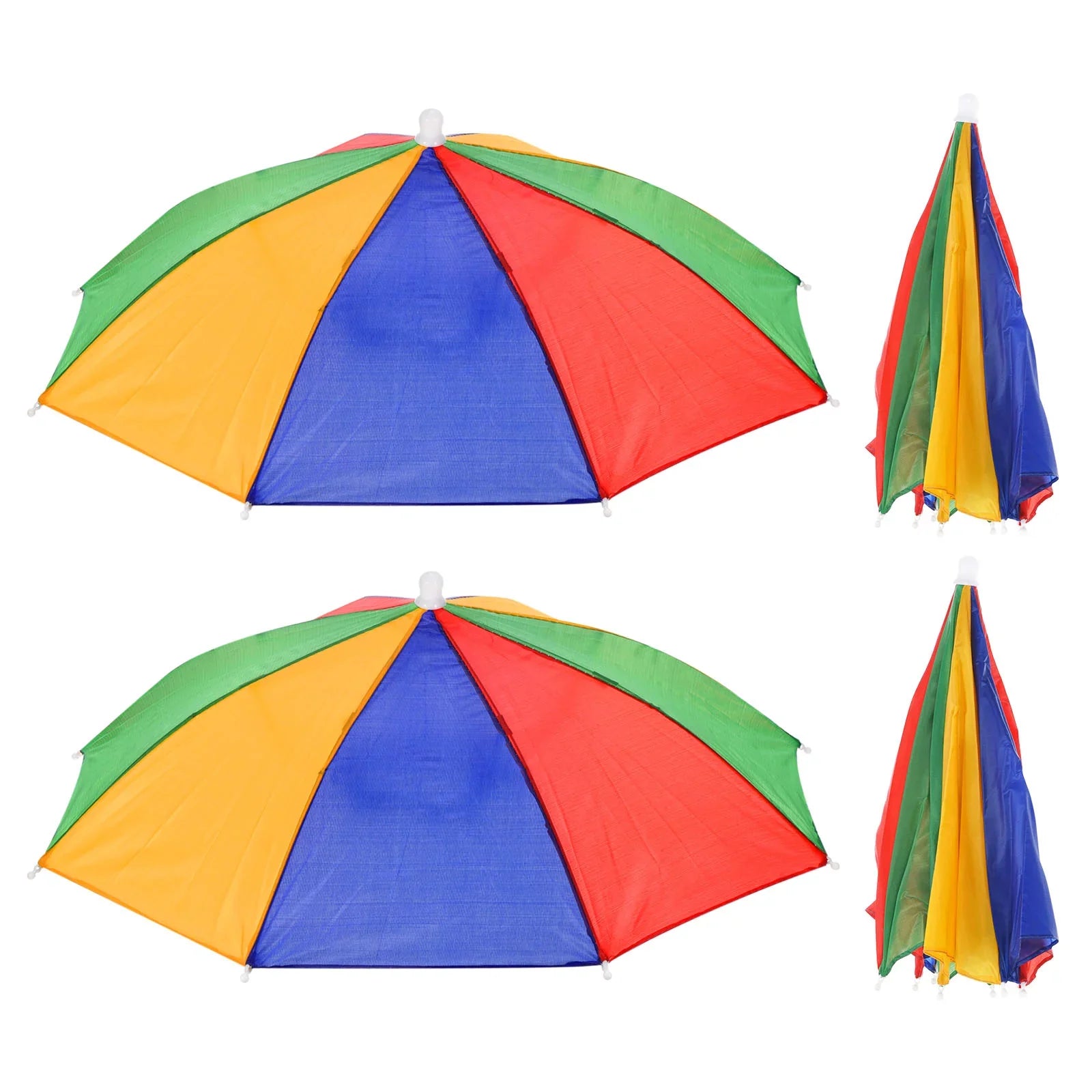 Uxcell 20" Fishing Umbrella Hat Folding Sun Rain Cap Head Umbrella Watermelon Color 4 Pack