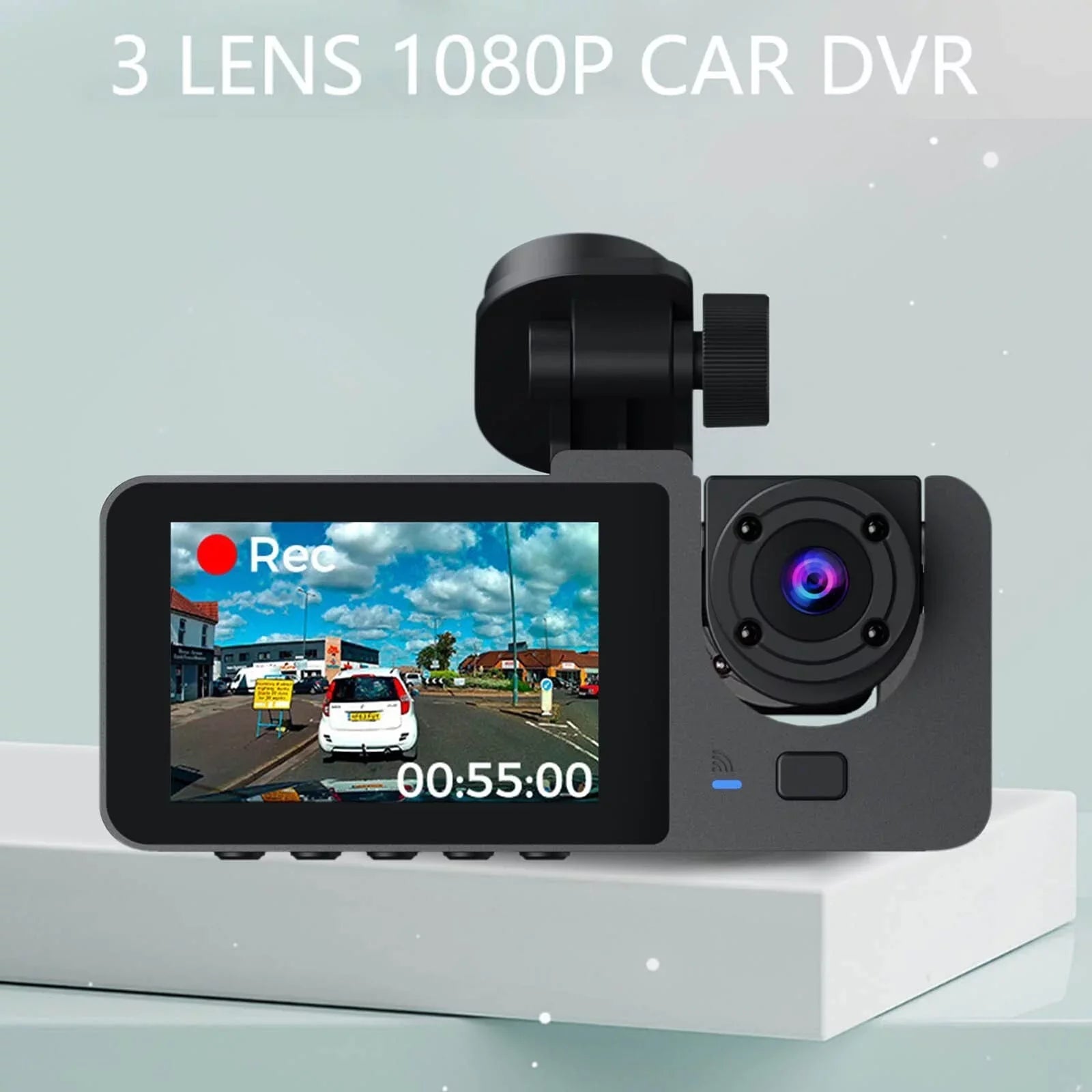 Dash Cam for Car, 1080P 3 Channel Front & Rear Inside Dash Camera, Super Night Vision, Parking Monitor, Loop Recording, with 32GB  Card