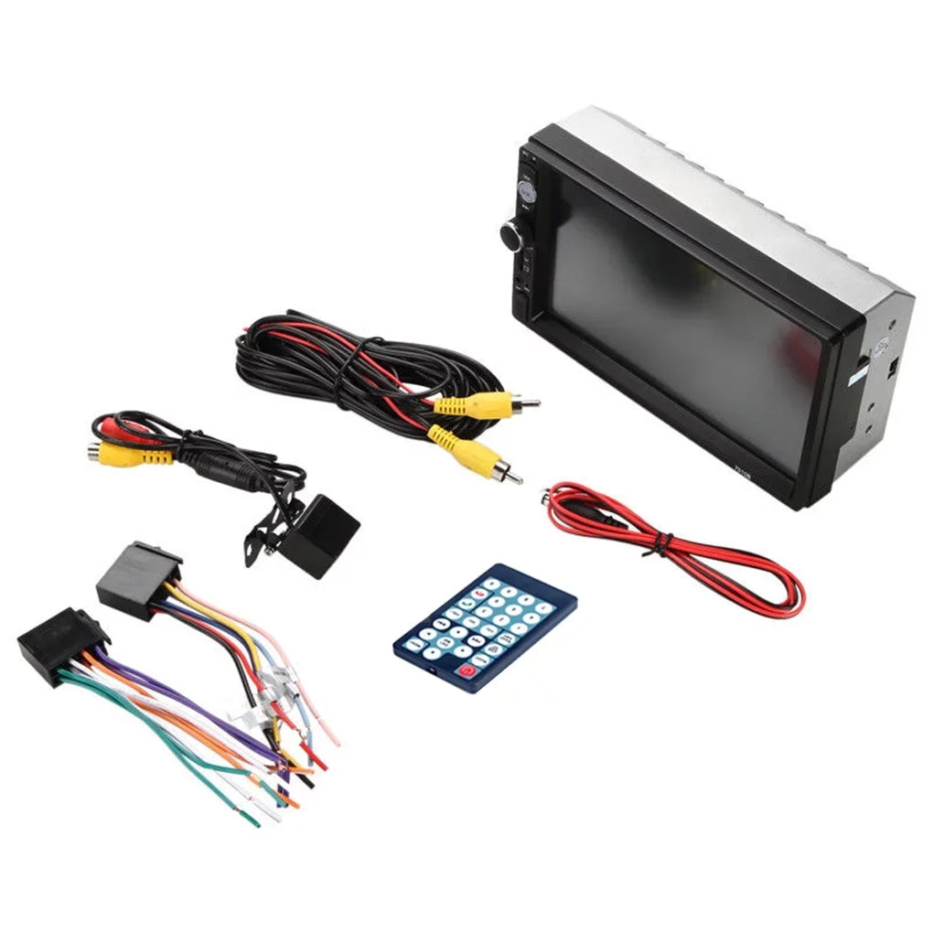 7" Double Din Radio Car Stereo Bluetooth  Touch Screen with Reverse Camera And Mirror Link(Both Support Android and ios System)
