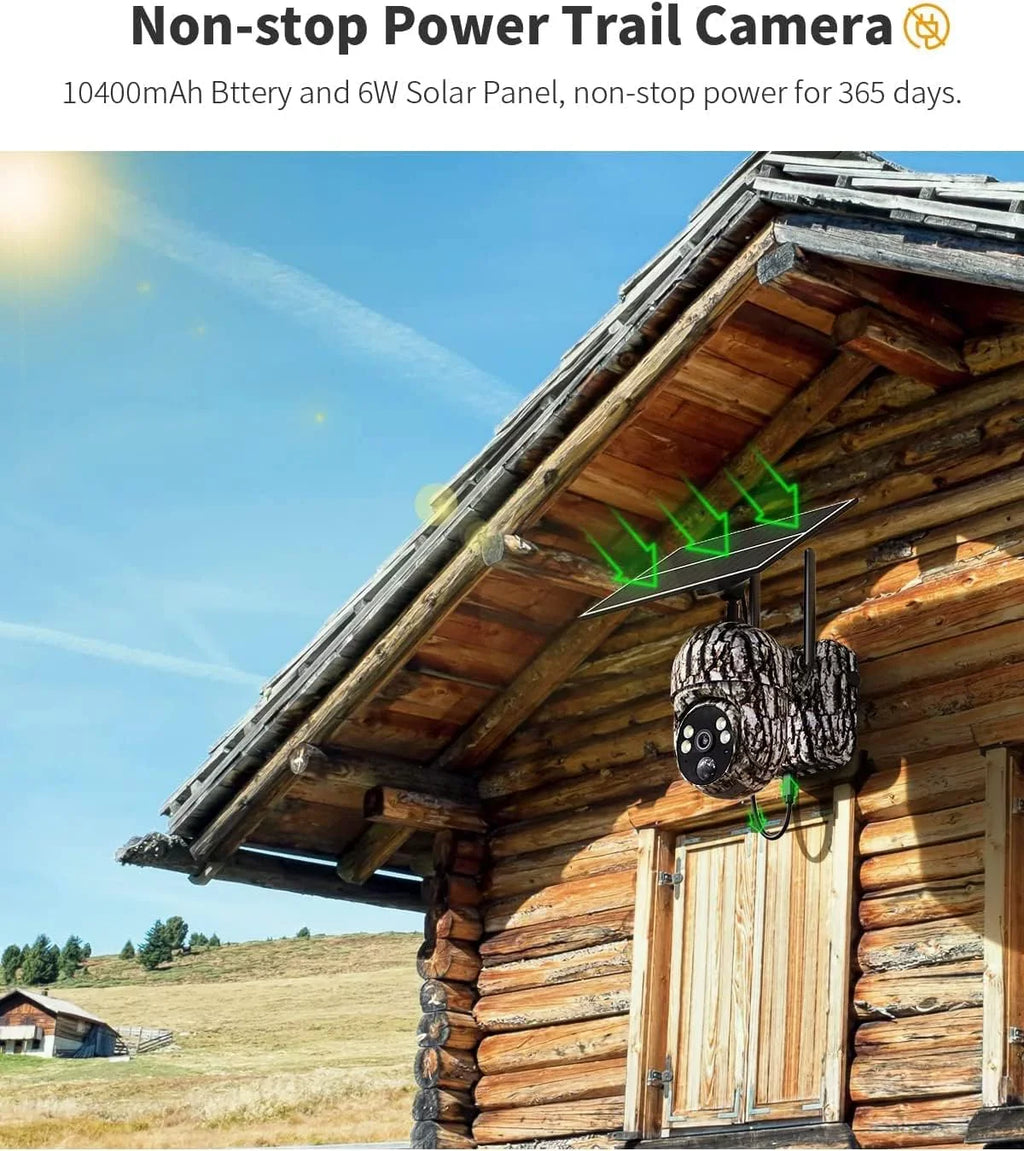 4G  Cellular Trail Cameras Include & Card (Verizon/&/-Mobile) &Solar Panel, Game Cam Works No WiFi with 2K Live Feed via phone/360° Full View/Motion Activated/Night Vision/Playback