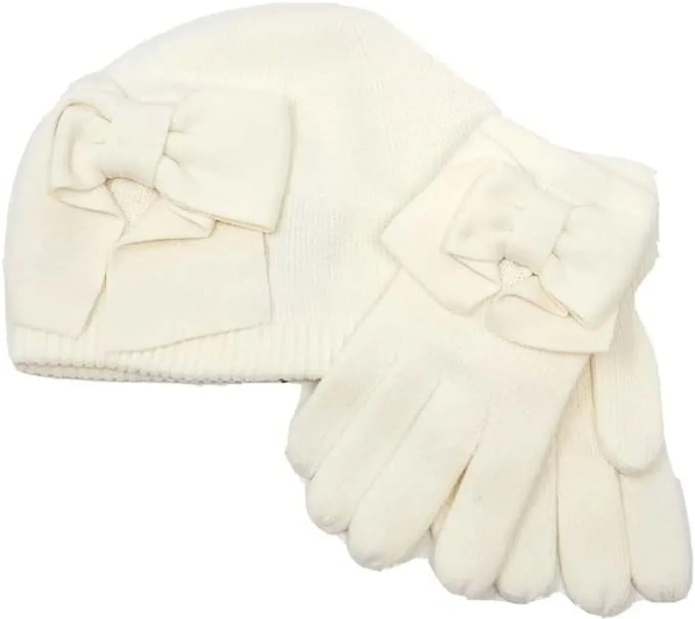Kate Spade York Ladies Cream Winter Bow Hat And Gloves Gift Box Set