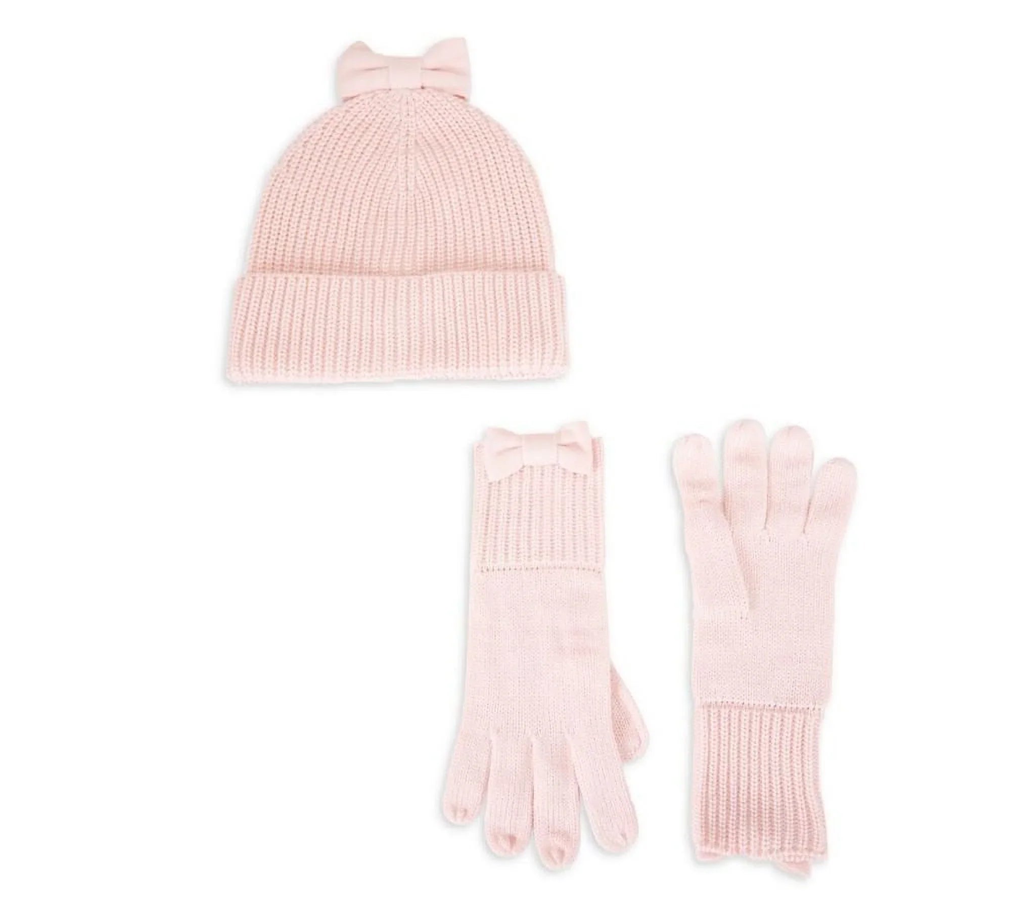 Kate Spade New York Accessories Bow Beanie & Gloves Set Rose Pink for Women