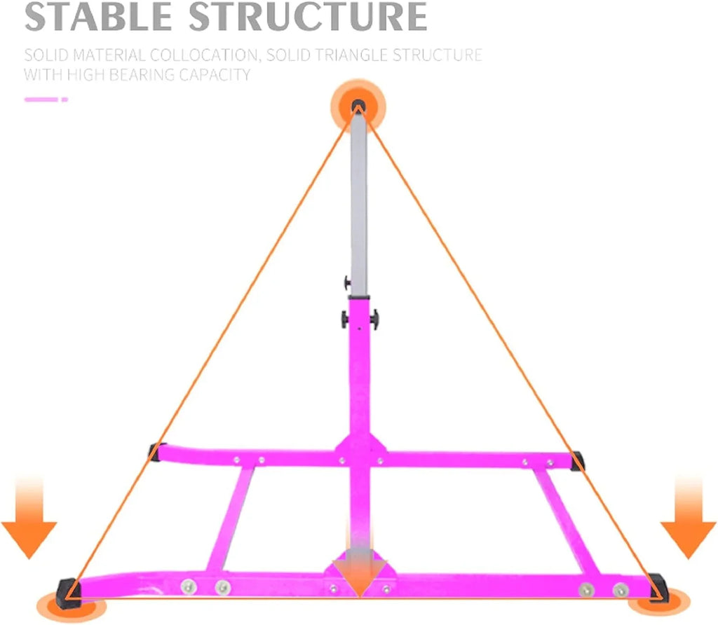 Expandable Pink Athletic Bar for Gymnastics Training with Free Removable Foam Pad