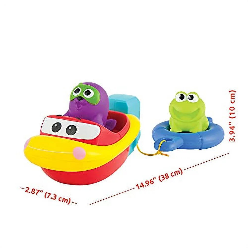 KiddoLab Pull ' Go Boat Seat - Bath Toys for Boys & Girls - Toy Boats for Babies, Kids & Toddlers - Bathtub & Pool Playtime Floating Accessories - Child-Safe & Durable Plastic, No Batteries Needed