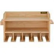 Wall Mount Drill Organizer, 5 Drill Slots, 2-Shelf Tool Storage, Polished Wood