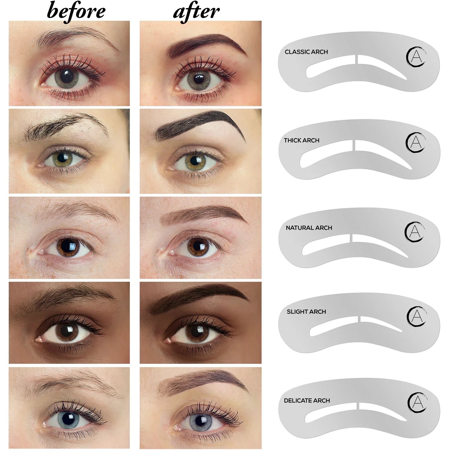 Aesthetica Brow Contour Kit - 16-Piece Eyebrow Makeup Palette - 6 Eyebrow Powders, 5 Eyebrow Stencils, Spoolie/Brush Duo, Tweezers, Brow Wax, Highlighter, Concealer & Instructions