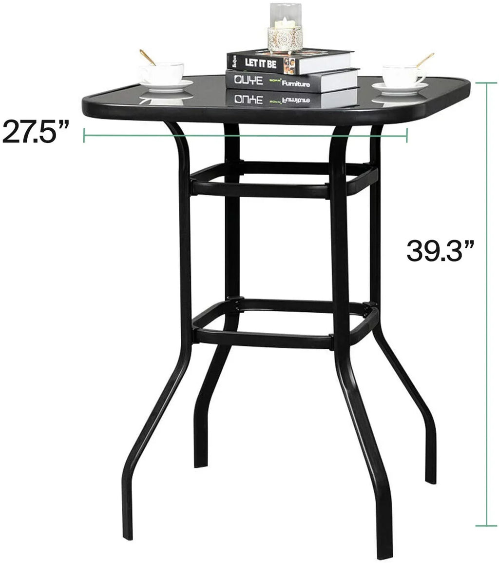 Ashlee Water Resistance Glass Bar Table With Metal Finish