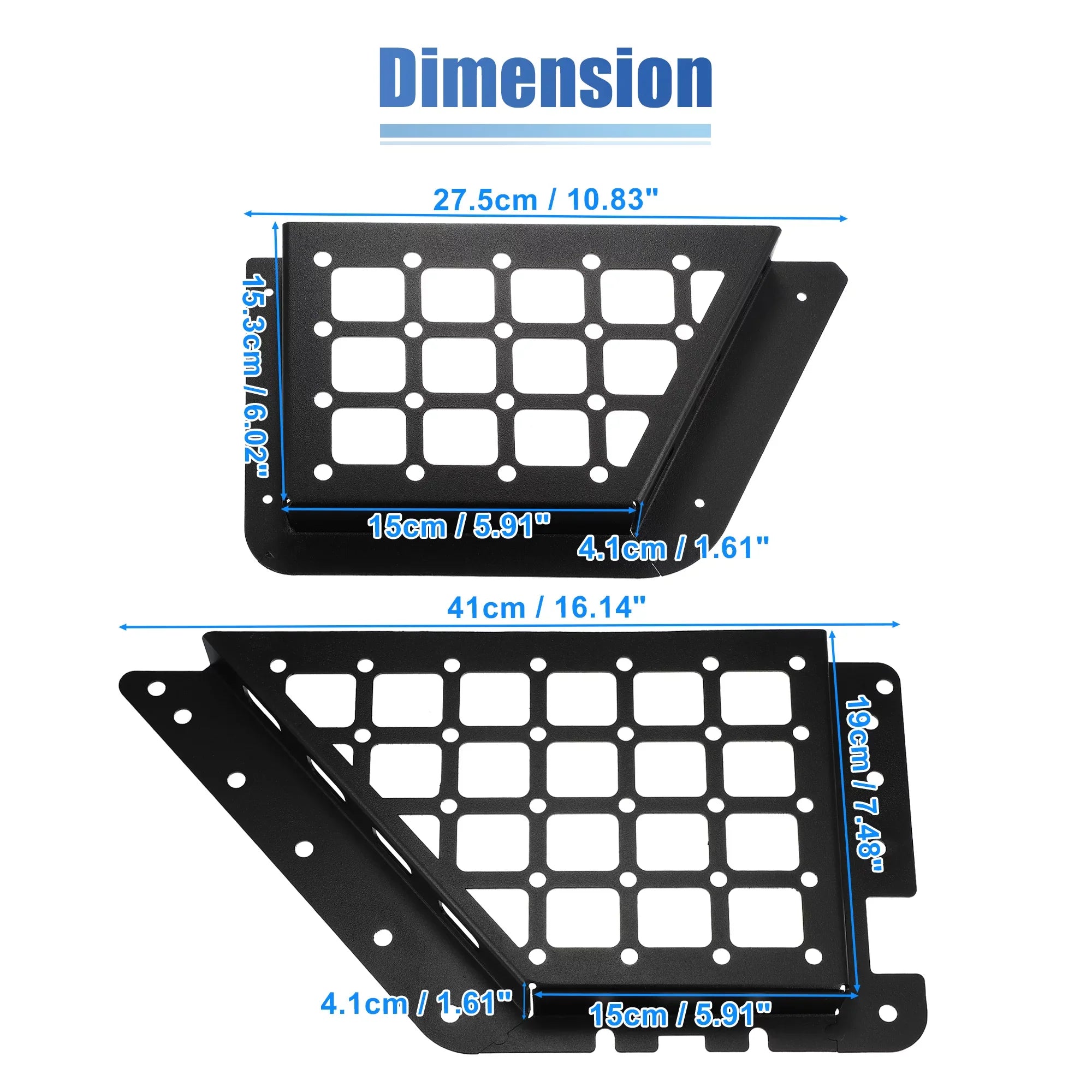 Unique Bargains 1Set Rear Door Net Pocket Storage Box Organizer Tray for Ford Bronco 2021 Metal Black