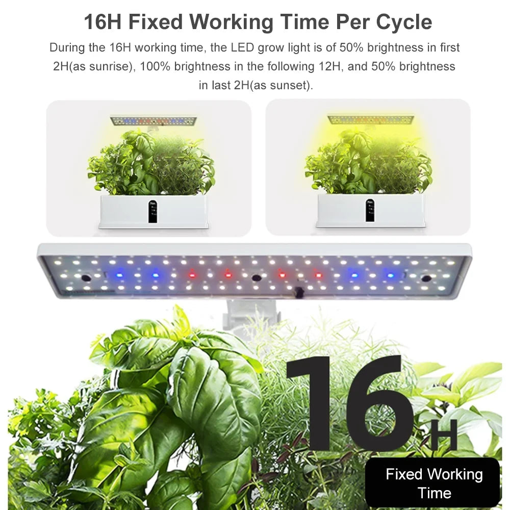 Smart Hydroponics Growing System Indoor Garden Kit 9 Pods Automatic Timing with Height Adjustable 15W  Grow Lights 2L Water Tank Smart Water Pump for Home Office Kitchen