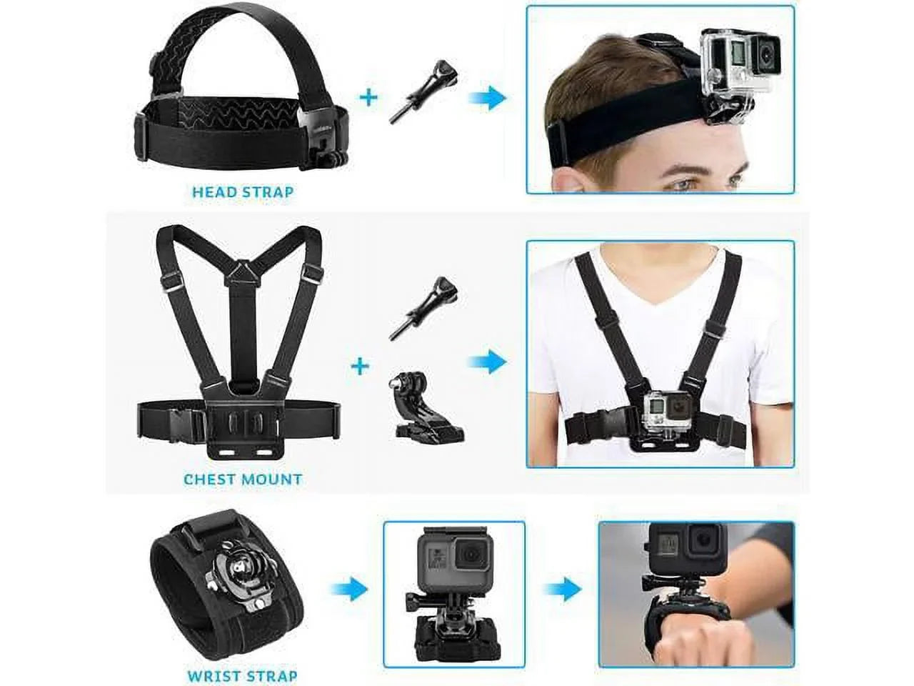 Accessories Kit for    4K WiFi Action Camera GoPro Hero 9 8 7 6 5/Session 5/Hero 4/3+/3/2/1 Max Fusion