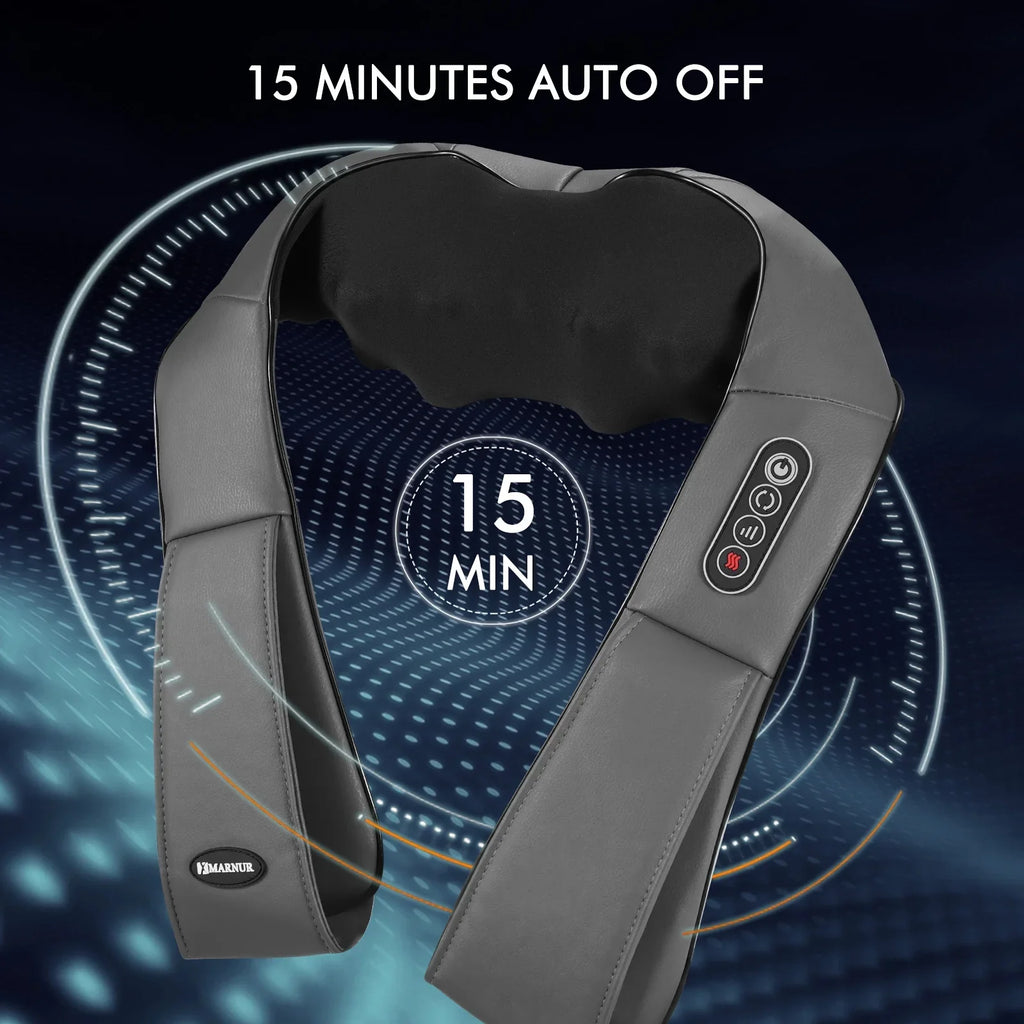Neck and Shoulder Massager, Deep Kneading Massager with Heat for Full-body, Gray