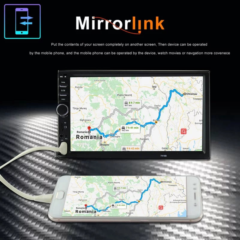 Car Radio Double Din Car Stereo 7 Inch Touch Screen with Bluetooth Mirror Link   Radio Audio Receiver with Backup Camera and Remote Control