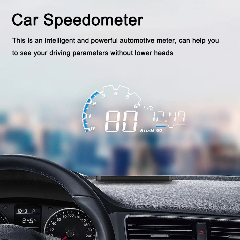Apexeon Car Head Up Projector, Digital Speedometer Display with Voltage and Oil Consumption , Water Temperature Gauge, Total Driving Time ， Optimize Your Driving Performance