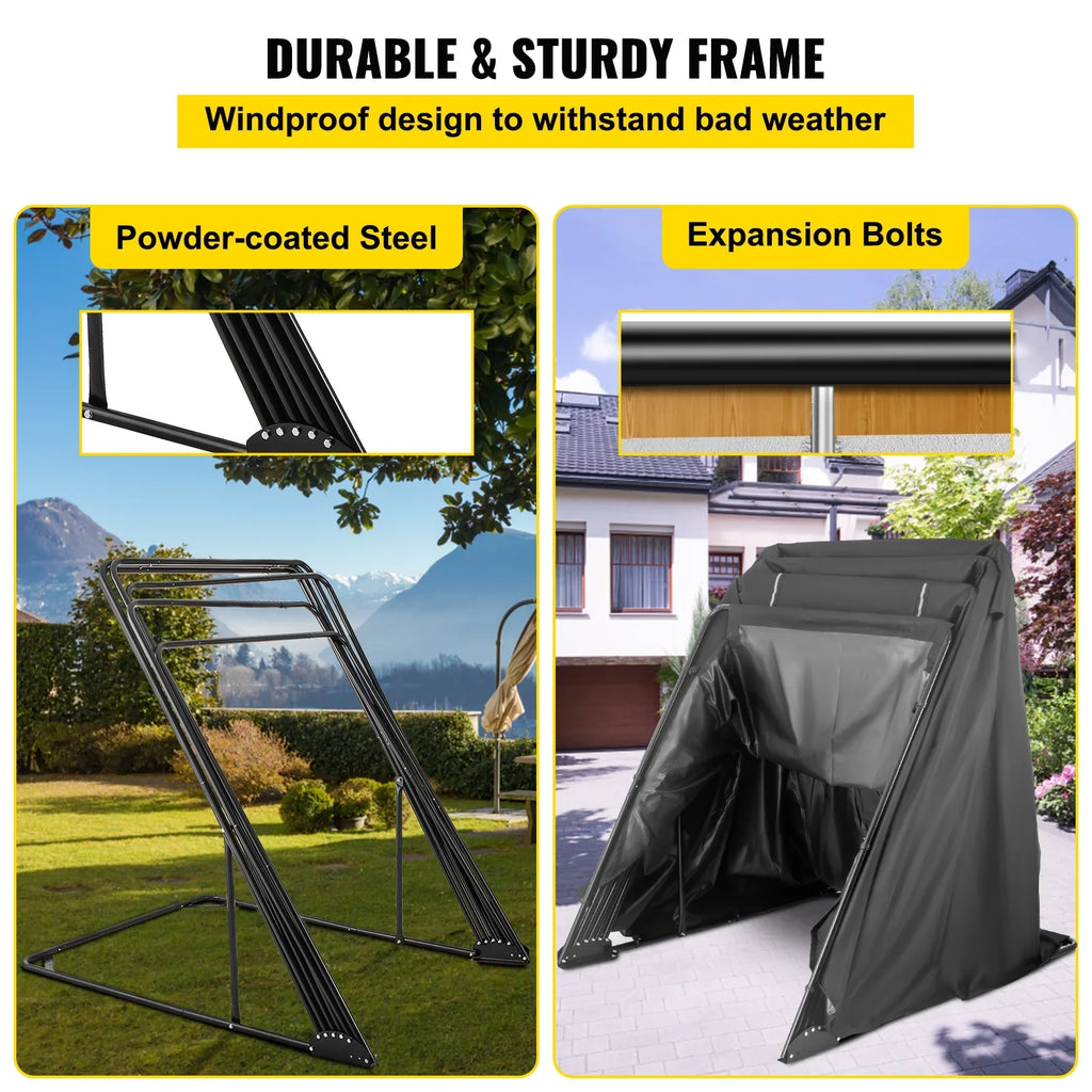 Heavy Duty Motorcycle Cover Storage Sheds Garage All Season Outdoor Protection,600D Oxford Durable and Tear Proof Waterproof with Lock-Holes & Storage Bag,Fits up to 106"