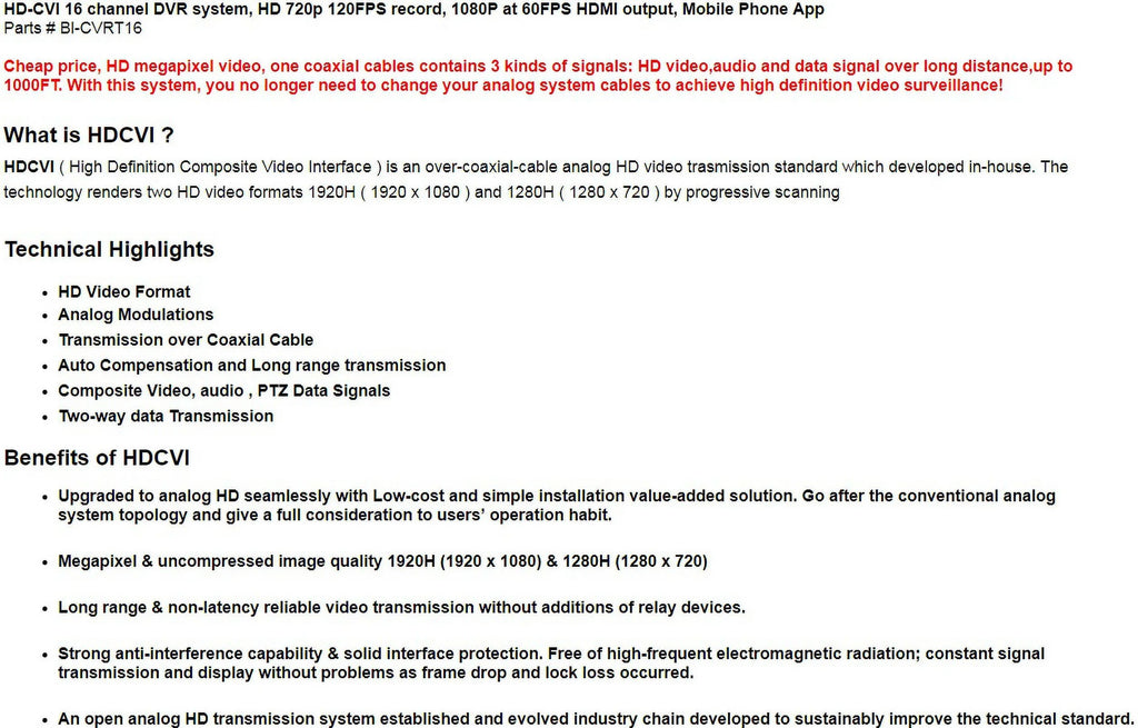 Security Camera Tribrid - 16CH  System Supports -, Analog ,  Mega Pixel (: 2TB)