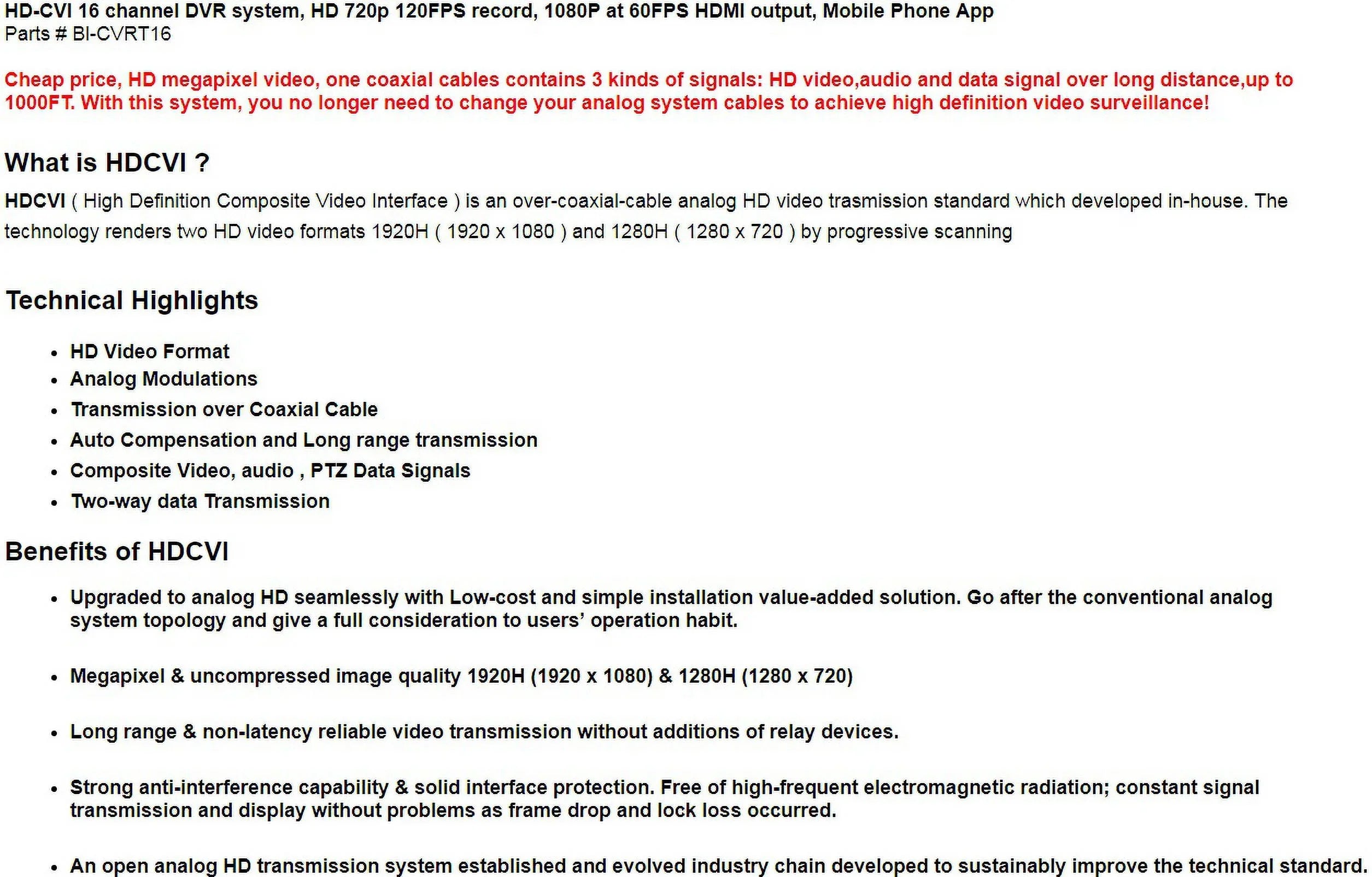 Security Camera Tribrid - 16CH  System Supports -, Analog ,  Mega Pixel (: 2TB)