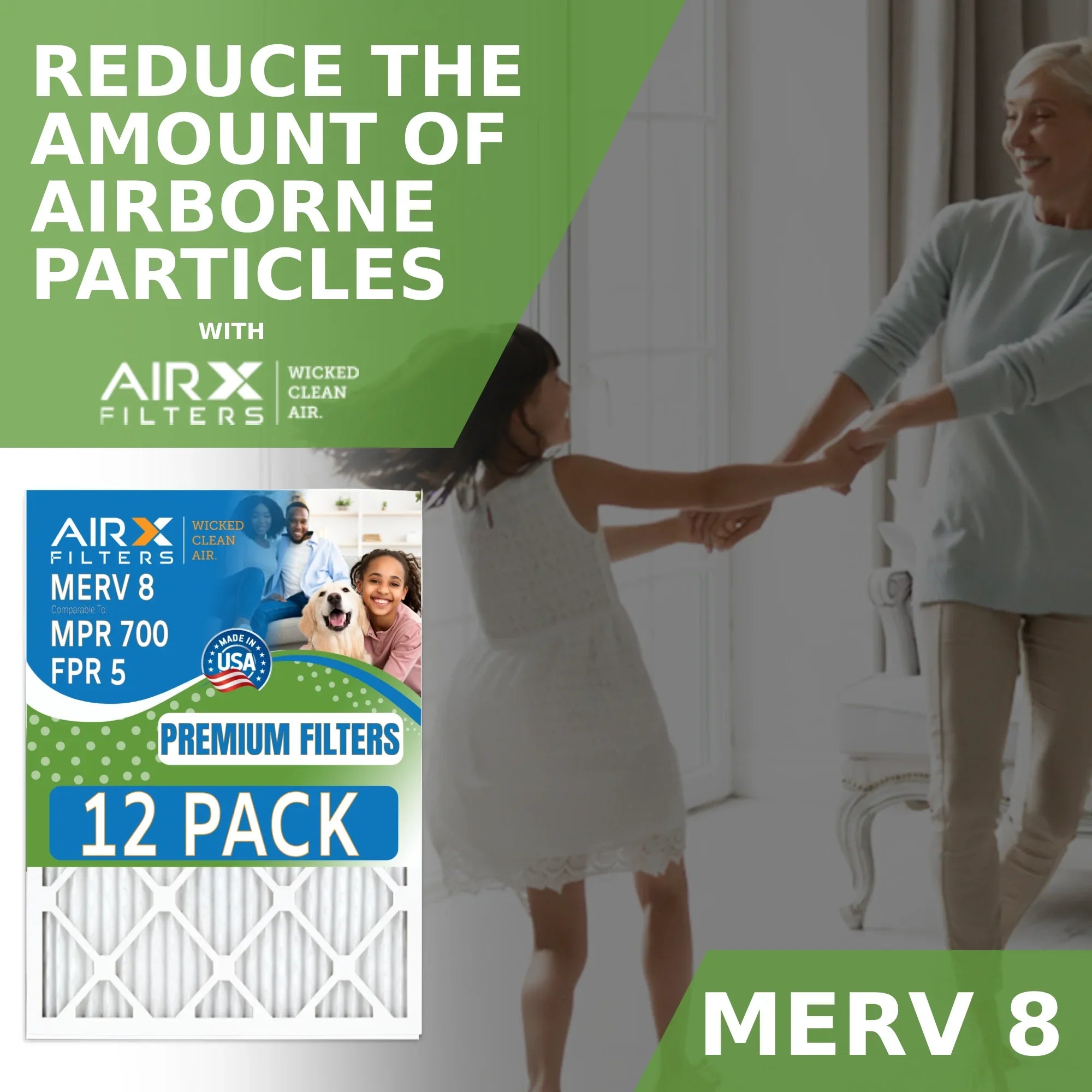 20x25x2 Air Filter  8 Rating, 12 Pack of Furnace Filters Comparable to  700 &  5 - Made in  by     .