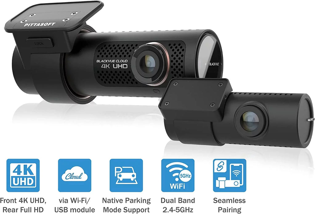 BlackVue -2CH Plus with 128GB microSD Card | 4K  Cloud Dashcam | Built-in Wi-Fi, , Parking Mode Voltage Monitor |  and Mobile Hotspot via Optional  Module