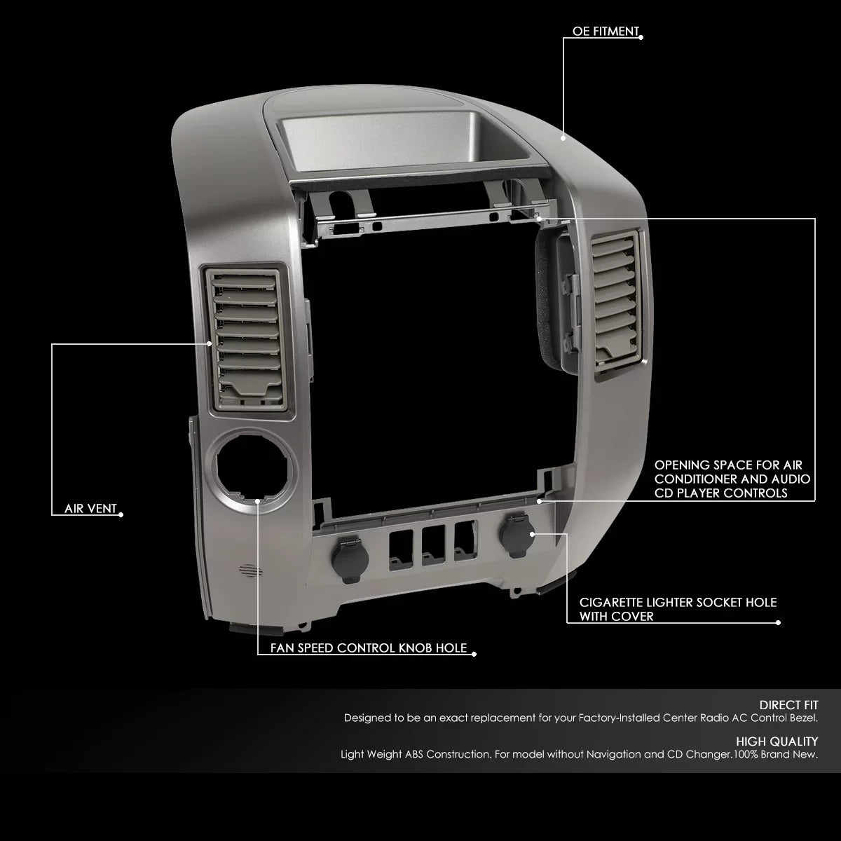 Motoring --0163 For 2004 to 2006 Nissan Titan Armada   Factory Style Instrument Panel Lid Console Panel Bezel without Center Speaker 05