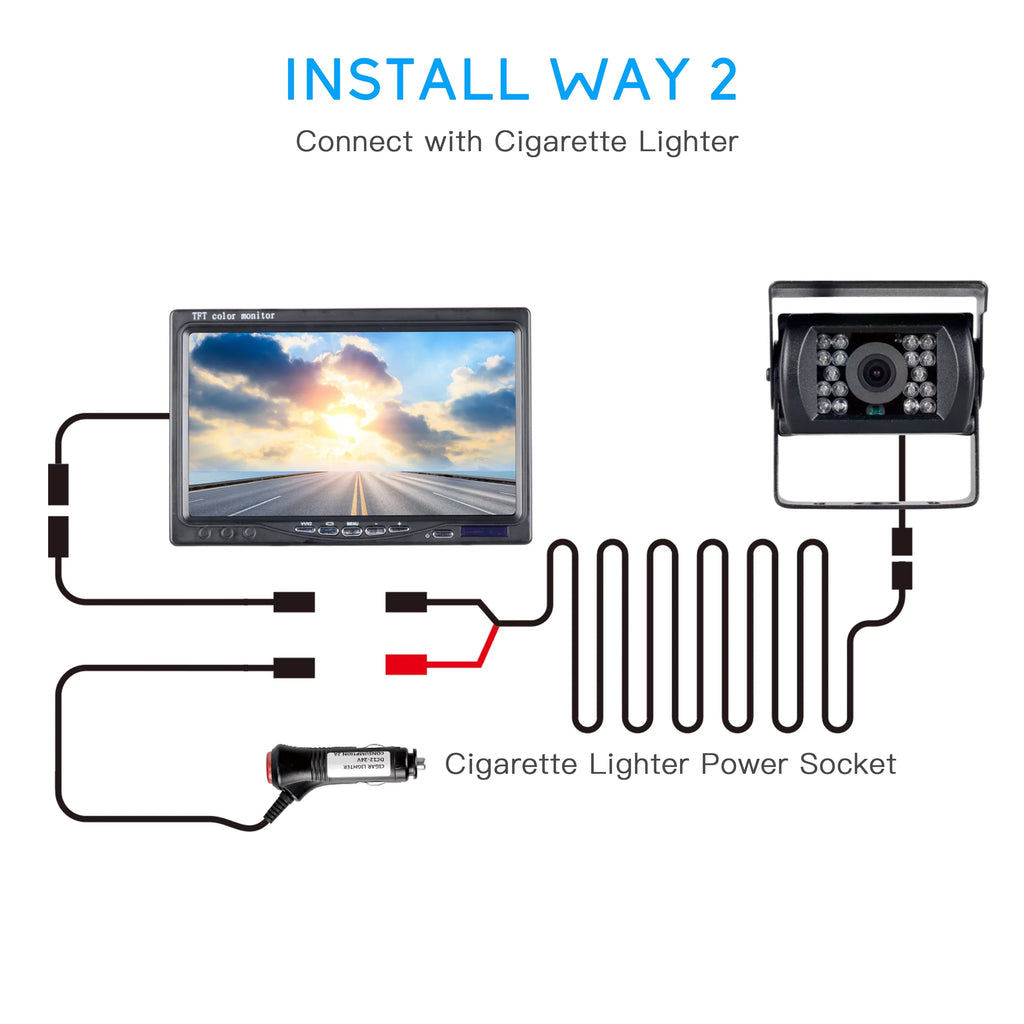 Backup Camera Kit, 7’’  Rear View Monitor with  Waterproof Night Vision Back up Rearview Reverse Cam with  Night Vision for Vans, Trucks, Camping Cars, RVs