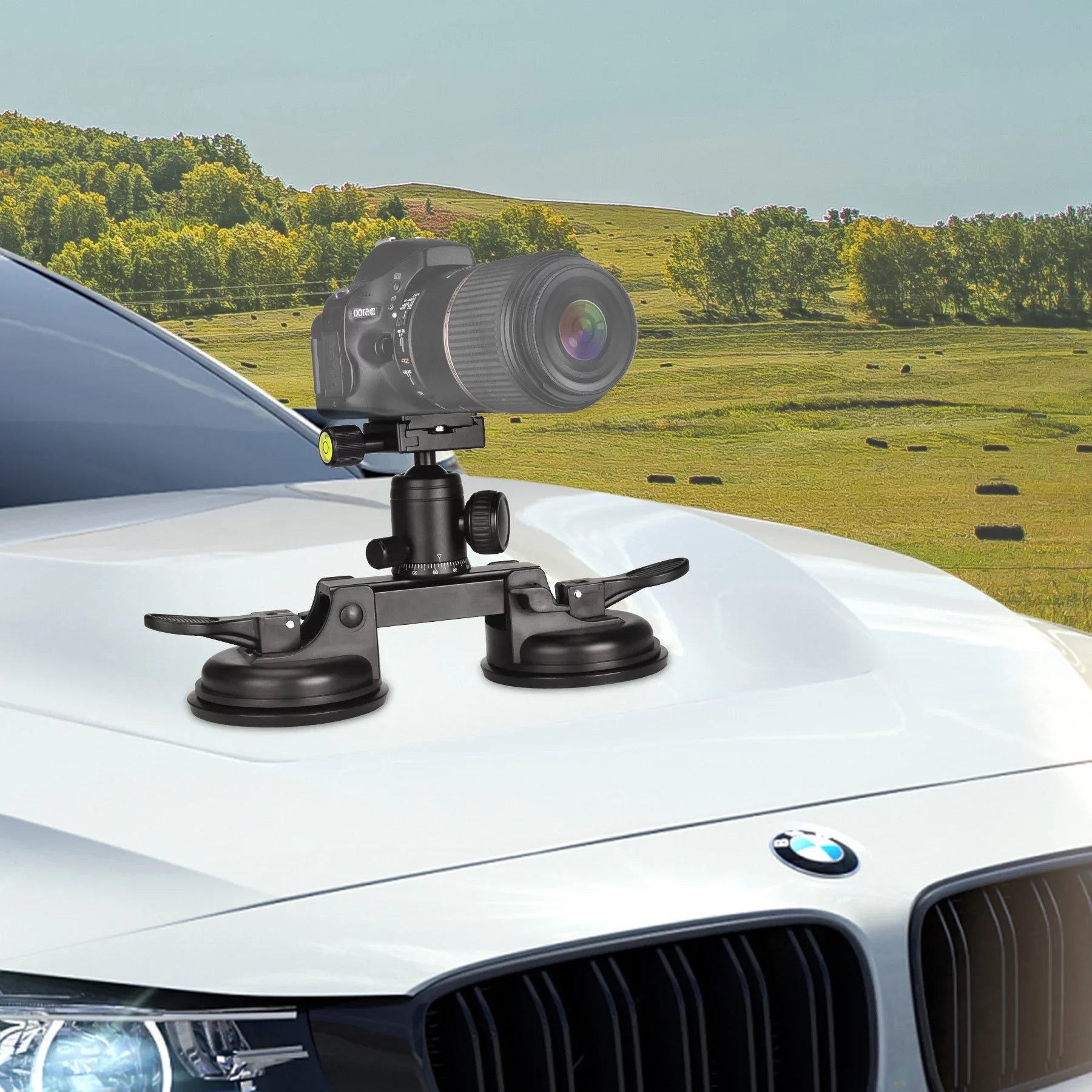 Heavy Duty (20 lbs Load)  Mirorrless Camera Suction Cup Car Mount Camcorder Vehicle Holder 360° Ball Head Compatible with Nikon Canon Sony