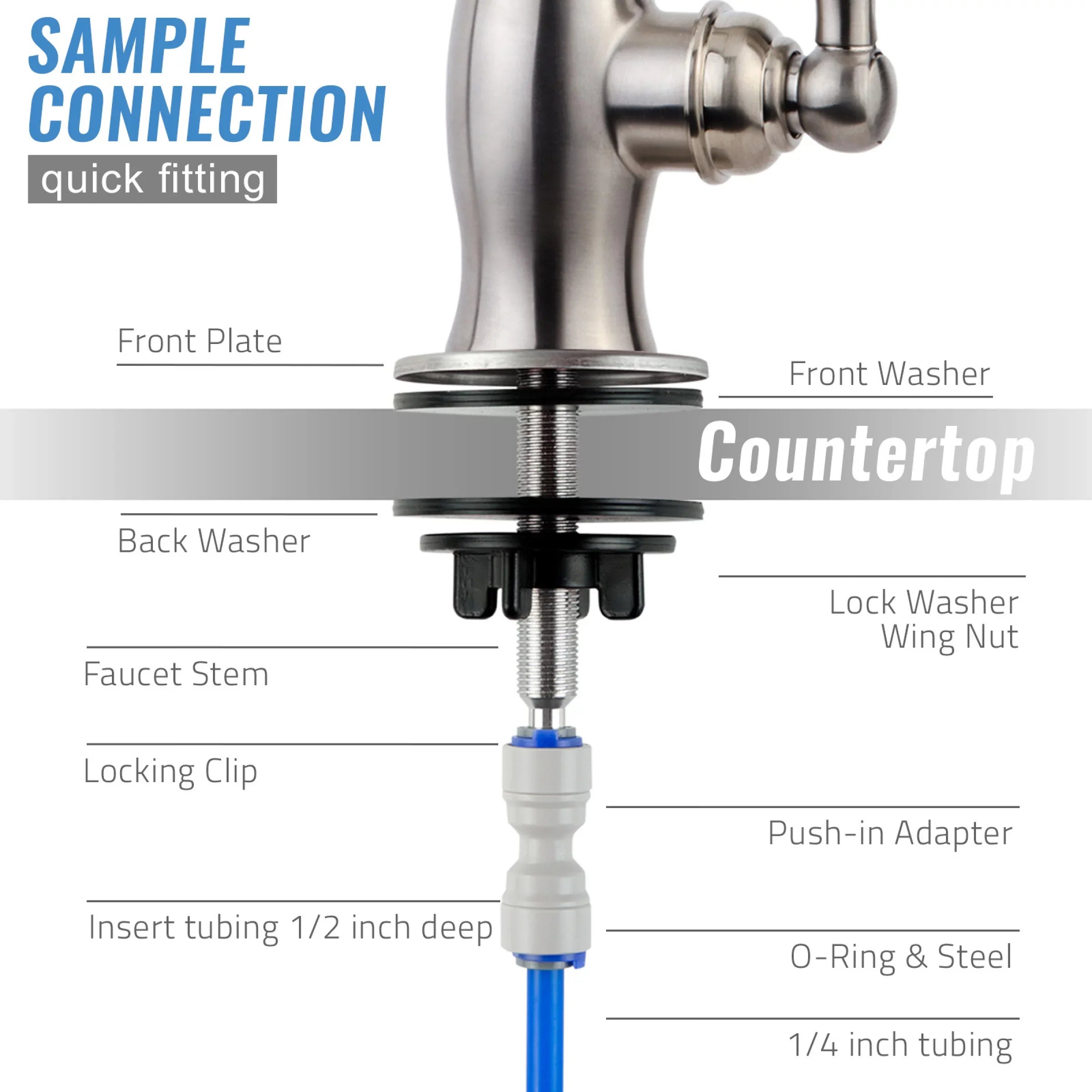iSpring - Heavy Duty Reverse Osmosis, High Spout Kitchen Bar Sink Drinking Water, Contemporary  Faucet, Brushed Nickel