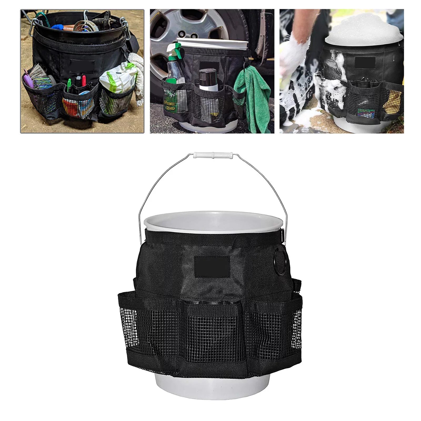 2x Car Wash Bucket Tool Organizer Large Capacity Fishing Bucket Storage for 5 Gallon Bucket Camping