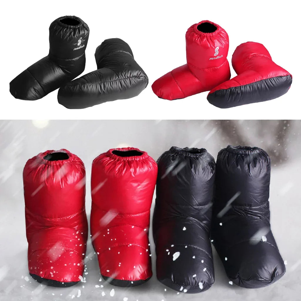 Duck Down Booties Camping Cabin Slippers Water Warm Long ,