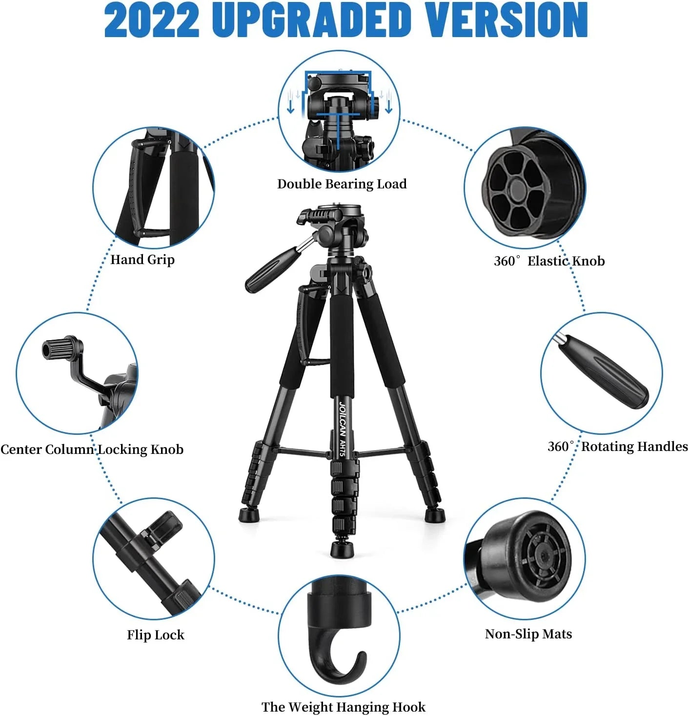 Tripod Camera Tripods, 74" Tripod for Camera Cell Phone Video Photography, Heavy Duty Tall Camera Stand Tripod,