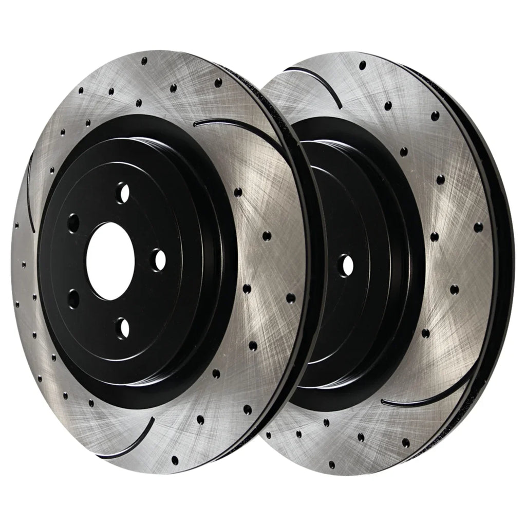 AutoShack Front and Rear Drilled Slotted Brake Rotors Black Set of 4 Replacement for 2012 2013 2014 Chrysler 200 2008-2009 Dodge Caliber 2012-2014 Avenger 2.4L 3.6L