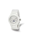 Ladies Chisel White Ceramic Dial Analog Watch with White Strap