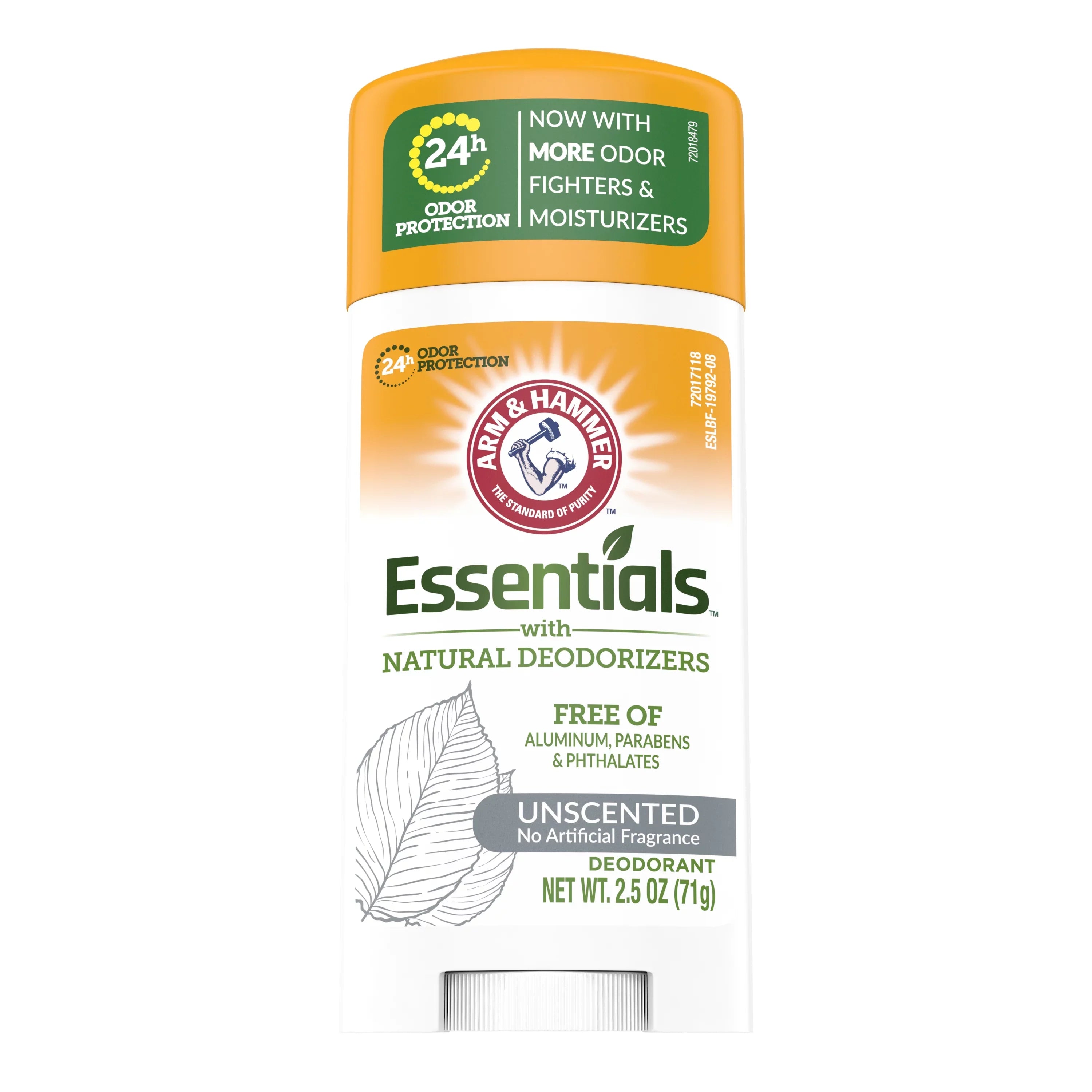 6 Pack Arm & Hammer Essentials Deodorant Solid, Unscented 2.5 Ounce Each