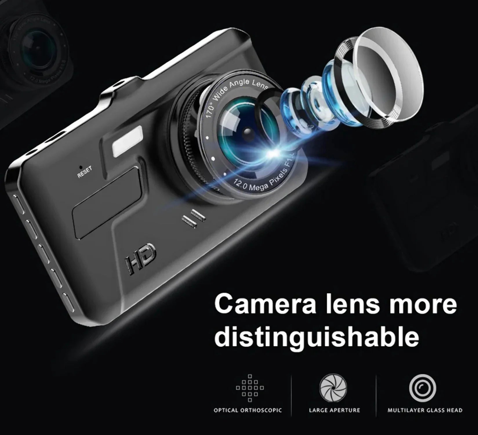 Dash Cam 4  Car  Driving Recorder Dual Lens Camera 1080P Vehicle Video