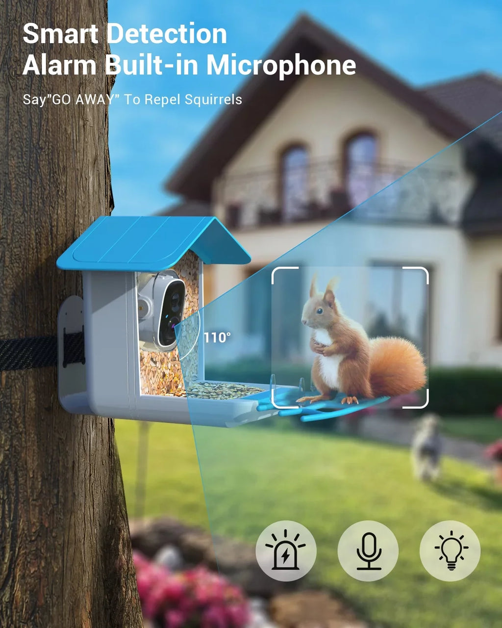 Smart Bird Feeder with Camera, Bird Feeder House with 1080P Battery Security Camera Solar Powered Auto Capture Bird Videos Wireless Outdoor