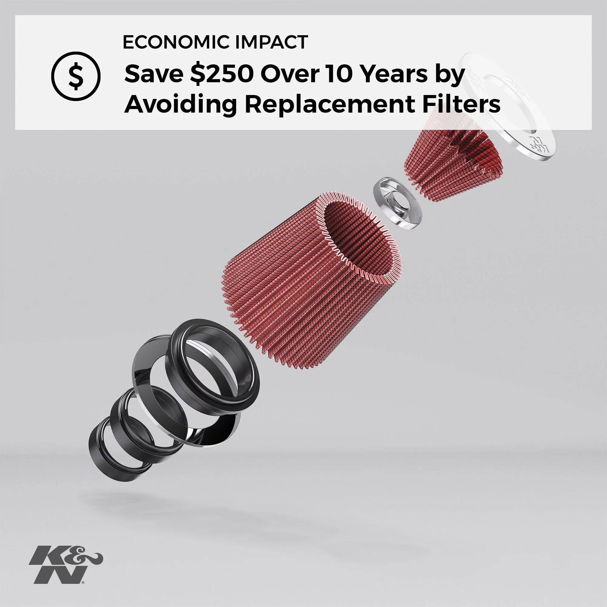 & Universal Clamp-On Air Filter: High Performance, Premium, Washable, Replacement Filter: Flange Diameter: 4 In, Filter Height: 8 In, Flange Length: 1.75 In, Shape: Round Tapered, -1027
