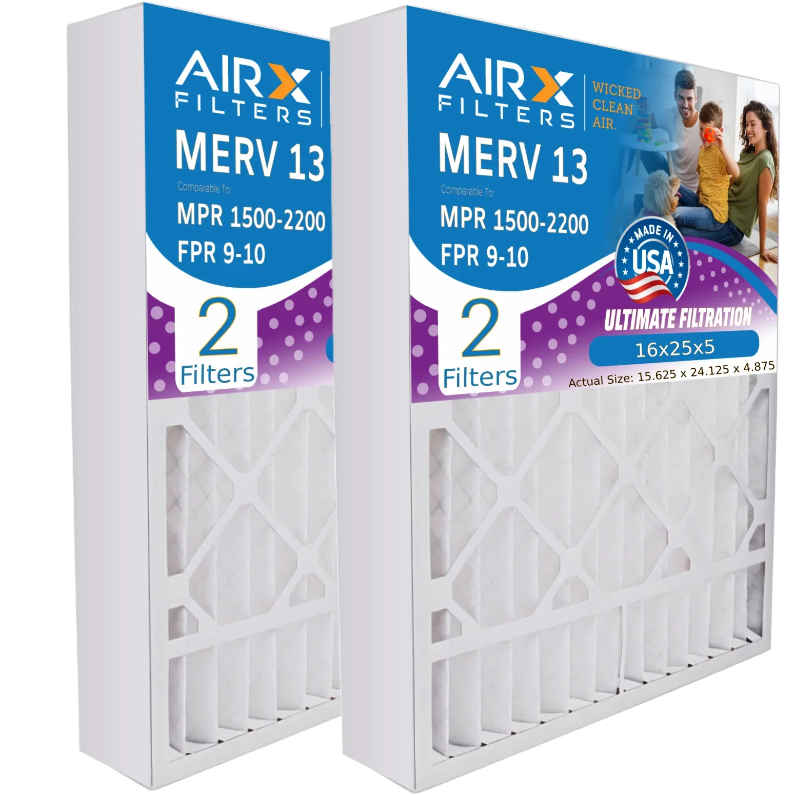 16x25x5 Air Filter  13 Comparable to  1500 - 2200 &  9 Compatible with Skuttle #000-0448-001 -25-16 Premium  Made 16x25x5 Furnace Filter 2 Pack by     .