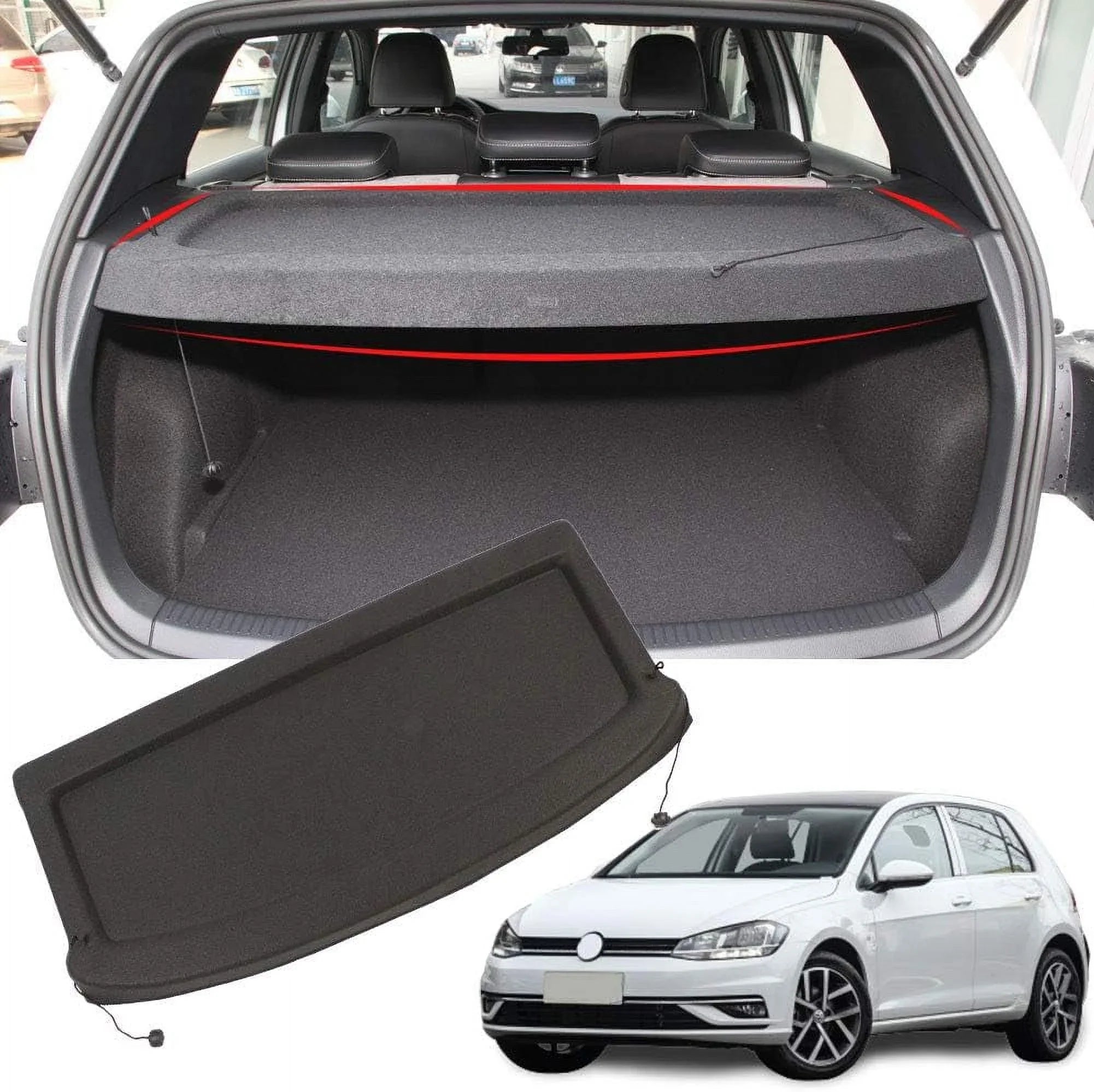 Fit 2015-2019 Volkswagen  Golf 7 Non-retractable Cargo Cover for 2015 2016 2017 2018 2019    7 Hatchback Rear Trunk Luggage Privacy Shade Accessory, Black
