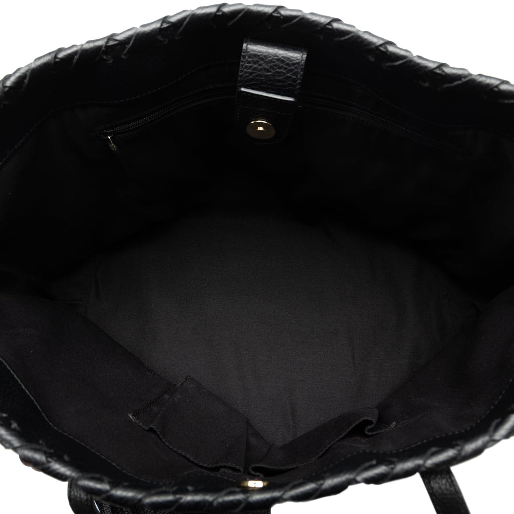 Pre-Owned Authenticated Gucci Bamboo Tassel Tote Calf Leather Black Tote Bag Unisex (Good)