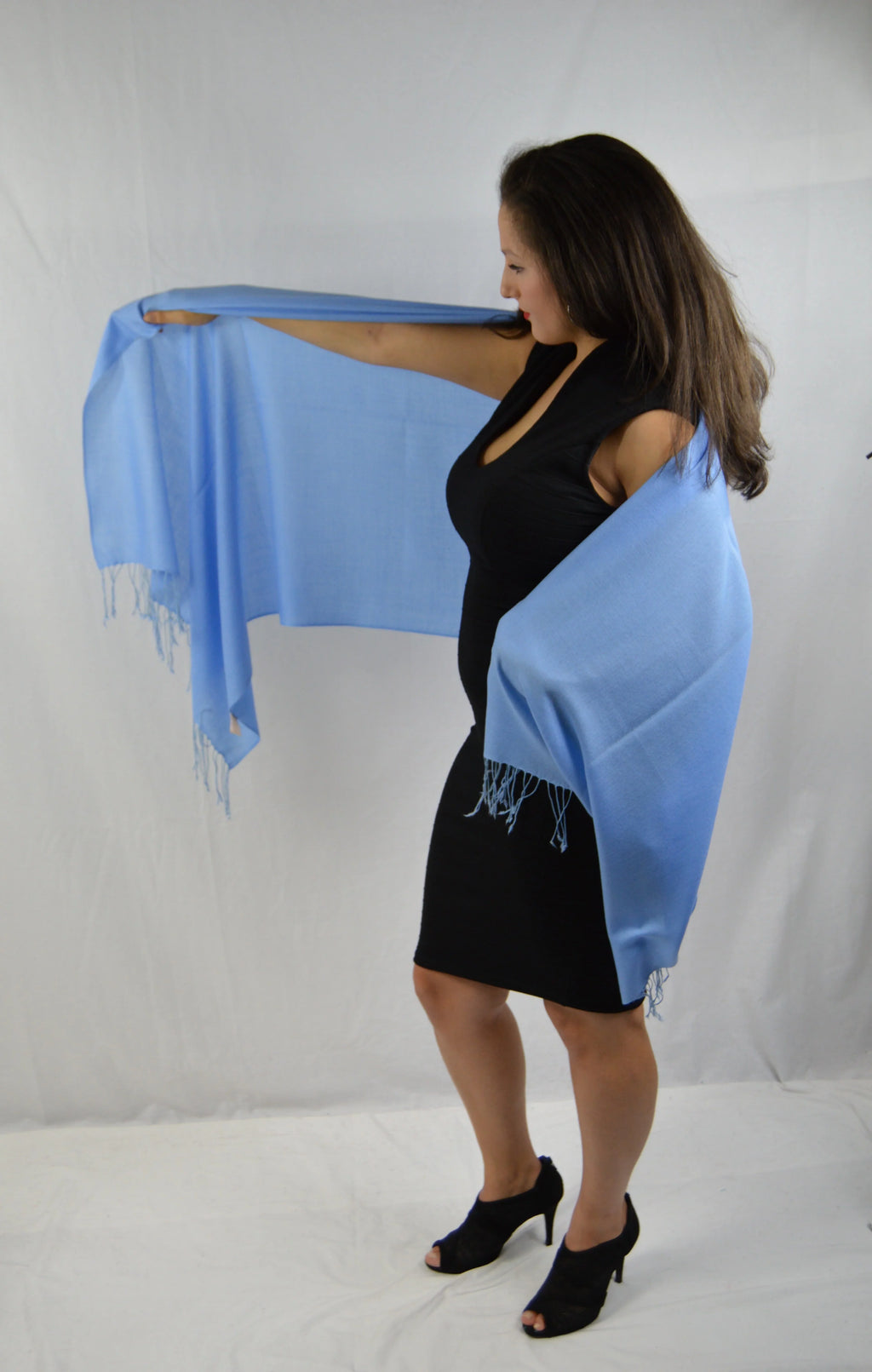 Fancy Shawl/Sheer Shawl/Summer Shawl/Water Pashmina Shawl/Light weight Shawl/Evening Shawl/Pashmina Shawl/Scarf/Scarves (Sea Blue Regular Shawl)