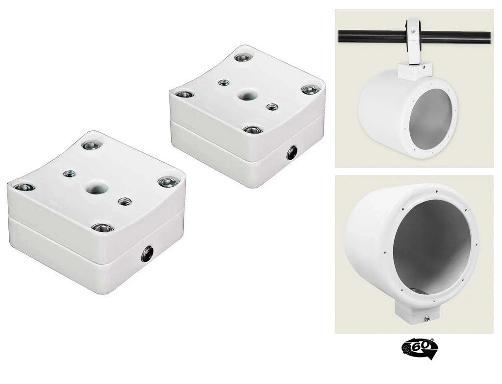 2) Rockville  5.25" 360° Swivel White Aluminum Surface Mount Speaker Pods