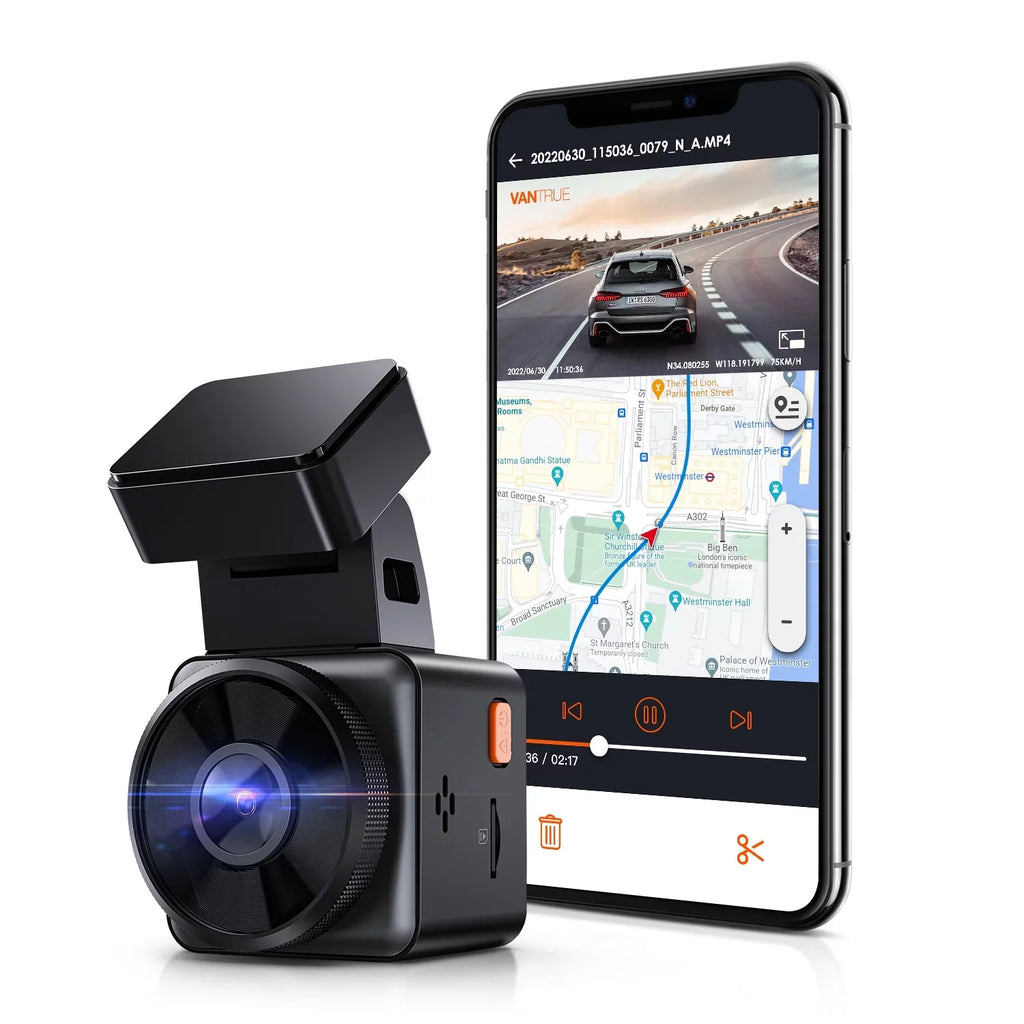 Vantrue  Mini Compact Voice Control Dash Cam 1920  1080P, WiFi Car camera with Dual  System, 24/7 Parking Mode, -Sensor, 160° Wide Angle, Support 512GB Max (  Lite)