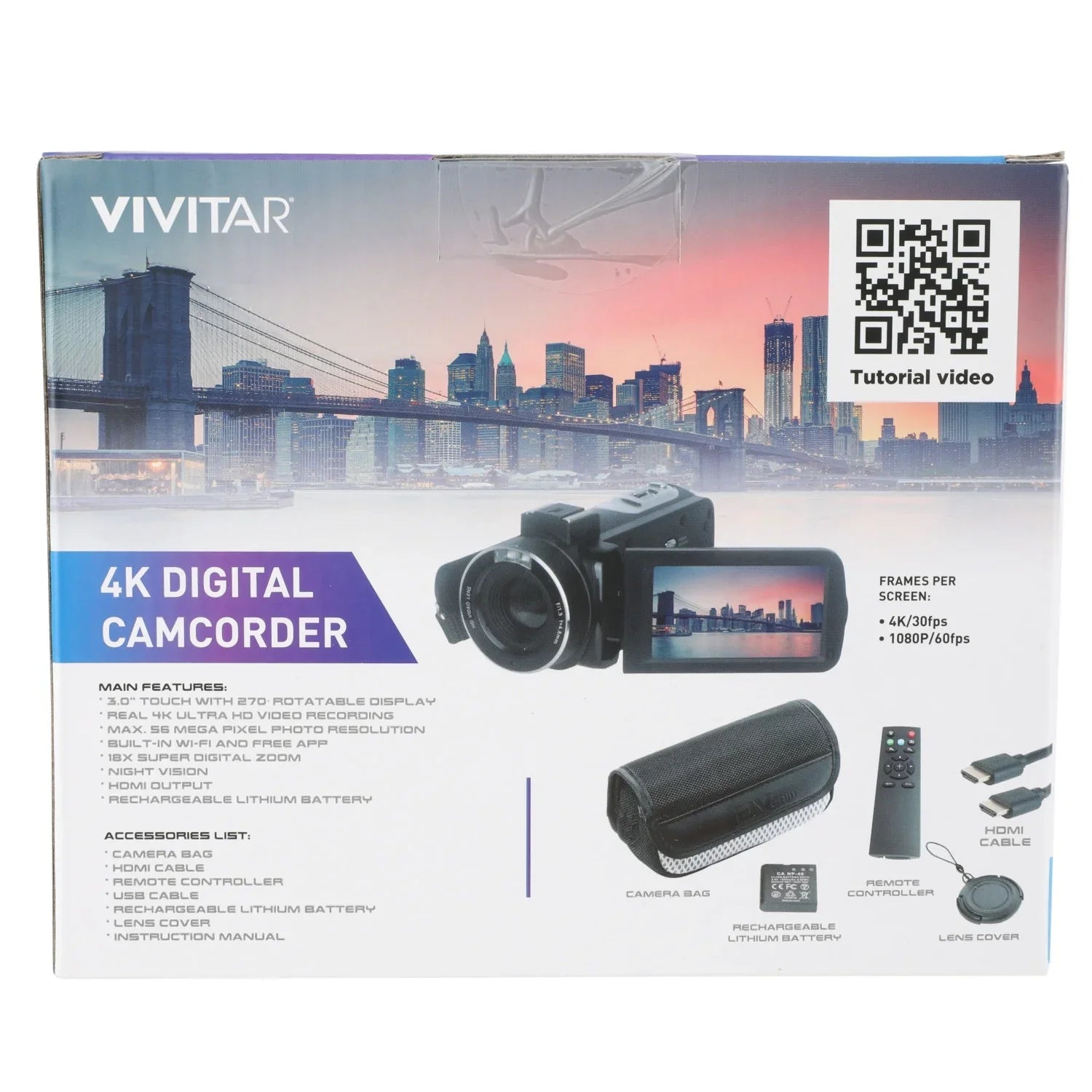 Vivitar 4K  Digital Video Camera, Night Vision, , Remote Control