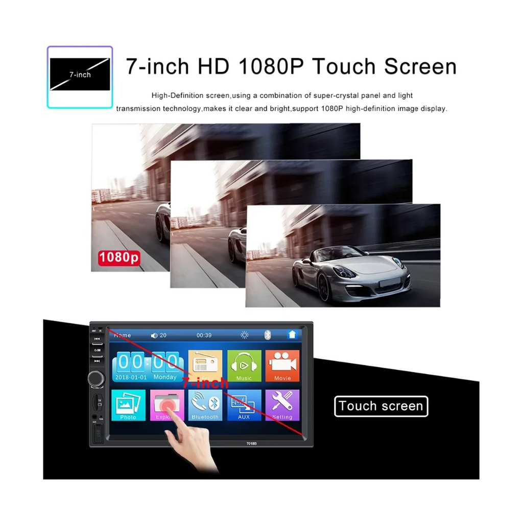 Car Radio Double Din Car Stereo 7 Inch Touch Screen with Bluetooth Mirror Link   Radio Audio Receiver with Backup Camera and Remote Control