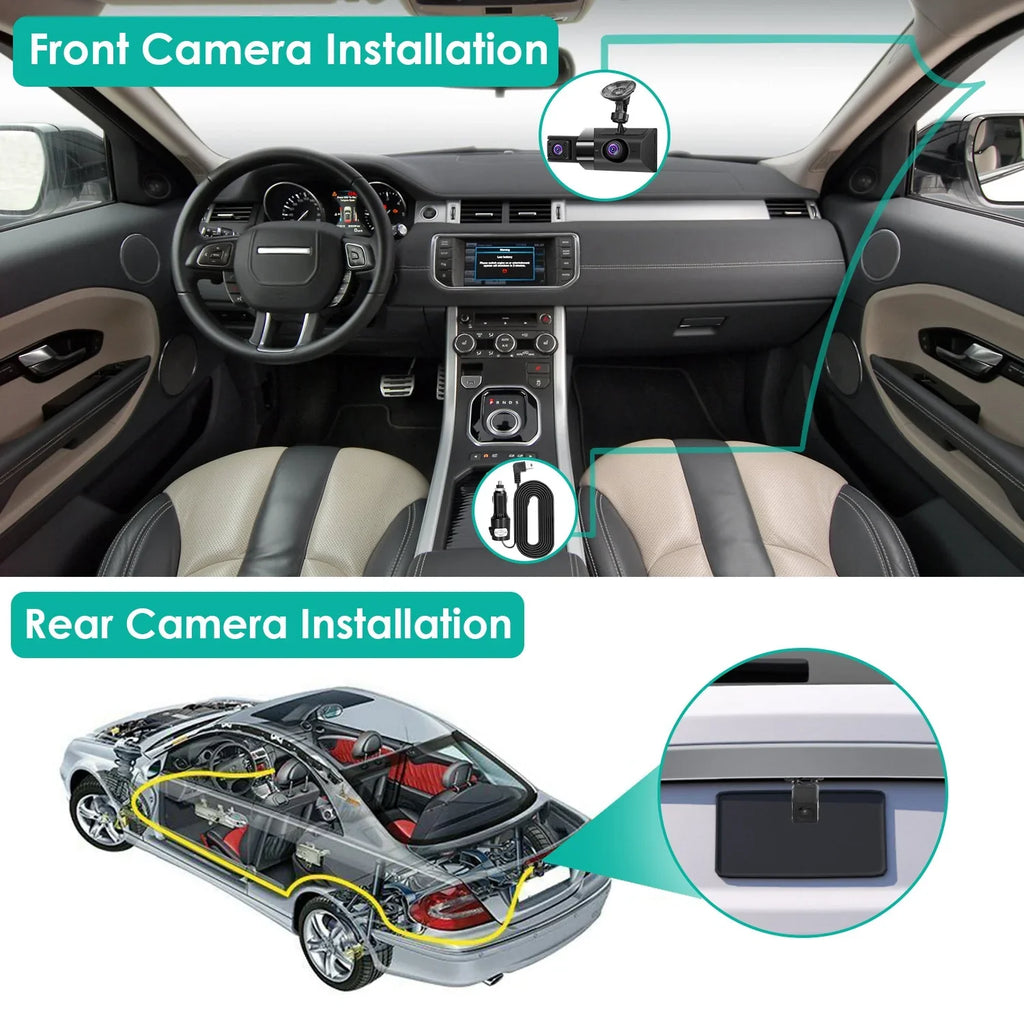 iMounTEK 2K Car  3 Channel Dash Cam Camcorder Camera Recorder with 140° Angle  WiFi Night Vision -sensor Loop Recording Parking Monitor
